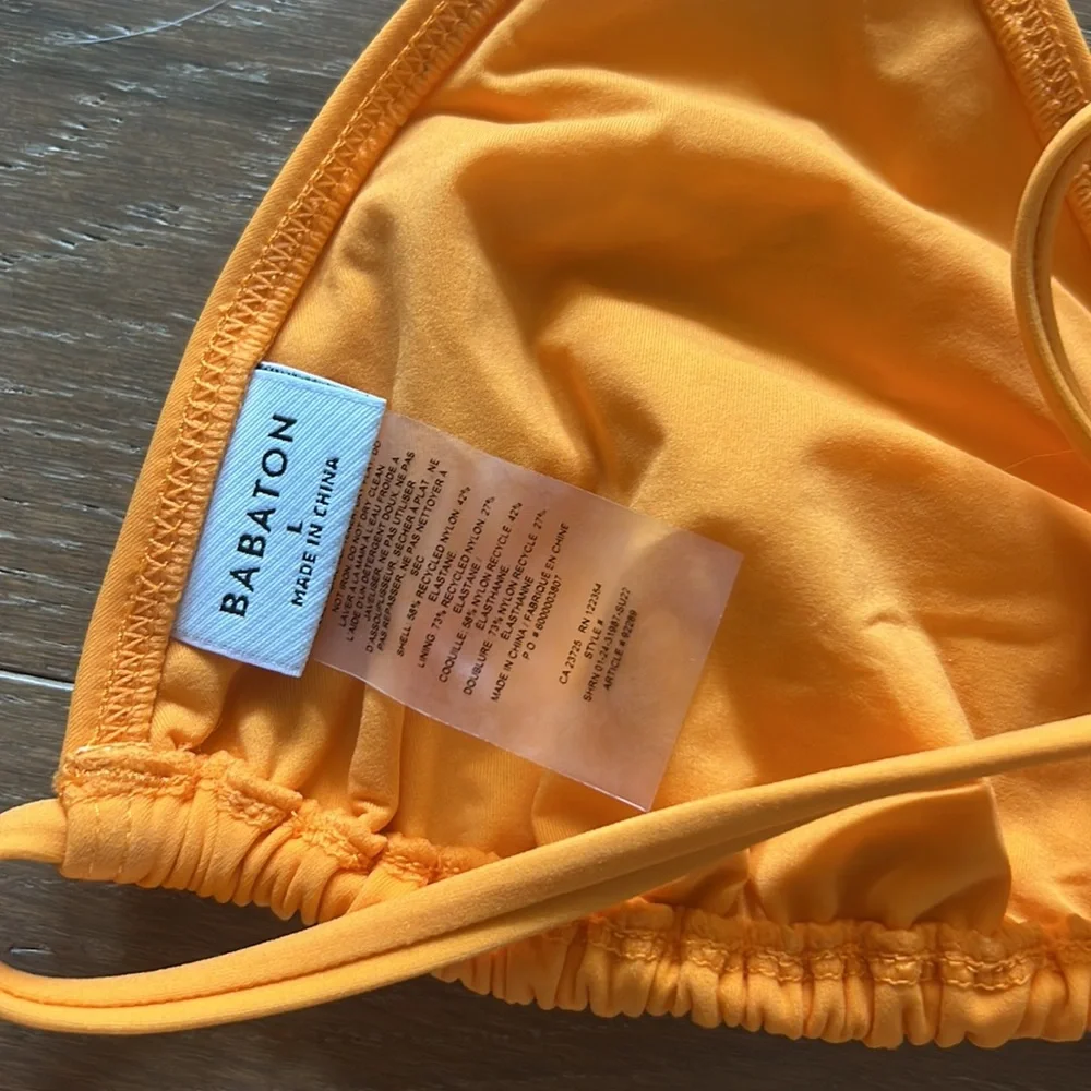NWT Babaton String Triangle Top High Leg Bottom Tangelo Orange Bikini Set | L/XL
